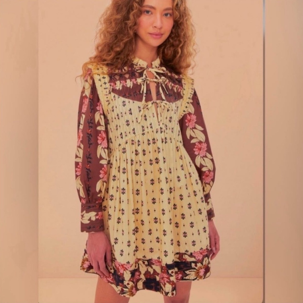 FARM Rio Floral Long Sleeve Ainika mini dress XL